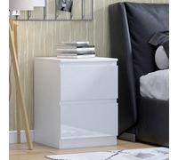 Fwstyle Carlton White Gloss 2 Drawer Bedside Table Chest (H) 55Cm (W) 40Cm (D) 40Cm