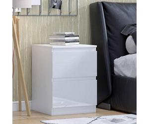 Fwstyle Carlton White Gloss 2 Drawer Bedside Table Chest (H) 55Cm (W) 40Cm (D) 40Cm