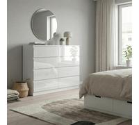 Fwstyle Carlton White Gloss 8 Drawer Chest Of Drawers (H) 99Cm (W) 110Cm (D) 40Cm