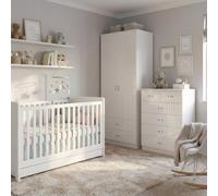 Fwstyle Chilton 2 Piece Gloss White Nursery Furniture Set - 2 Door 2 Drawer Combination Wardrobe, 6 Drawer Chest Of Drawers