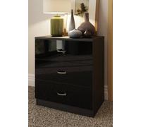 Fwstyle Chilton Black Gloss 3 Drawer Chest (H) 68.5Cm (W) 60Cm (D) 40Cm Black