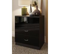 Fwstyle Modern Black Gloss 3 Drawer Chest Of Drawers