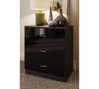 Fwstyle Modern Black Gloss 3 Drawer Chest Of Drawers