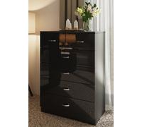 FWStyle Chilton Black Gloss 6 Drawer Chest (H) 100cm (W) 70cm (D) 40cm FWStyle Black
