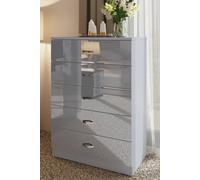 Fwstyle Chilton Grey Gloss 5 Drawer Chest (H) 100Cm (W) 70Cm (D) 40Cm Grey One Size