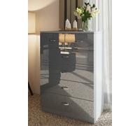 Fwstyle Chilton Grey Gloss 6 Drawer Chest (H) 100Cm (W) 70Cm (D) 40Cm
