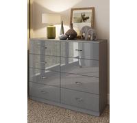 Fwstyle Chilton Grey Gloss 8 Drawer Chest (H) 73.5Cm (W) 104Cm (D) 40Cm Grey