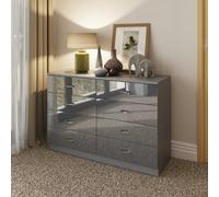 Fwstyle Chilton Grey Gloss 8 Drawer Chest (H)77Cm (W) 114Cm (D) 40Cm