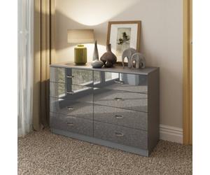 Fwstyle Chilton Grey Gloss 8 Drawer Chest (H)77Cm (W) 114Cm (D) 40Cm