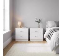 Fwstyle Chilton Pair Of 2 Drawer Bedside Tables White Gloss (H) 46 (W) 45 (D) 40Cm