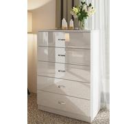 Fwstyle Contemporary 5 Drawer Chest High White Gloss