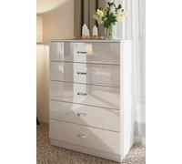 Fwstyle Contemporary 5 Drawer Chest High White Gloss
