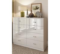FWStyle Chilton White Gloss 8 Drawer Chest (H) 77cm (W) 114cm (D) 40cm FWStyle White