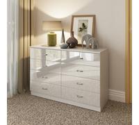 Fwstyle Chilton White Gloss 8 Drawer Chest Of Drawers (H)73.5Cm (W) 104Cm (D) 40Cm