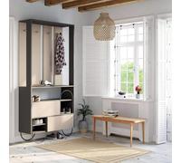 FWStyle Coat Stand Modern Hallway Storage Unit Anthracite Grey & Mocha