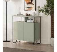 Fwstyle Cornea 2 Door Open Shelf Sage Green Sideboard Storage Unit (H) 80 (W) 80 (D) 40Cm