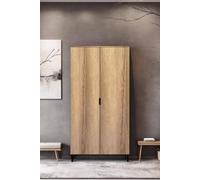 Fwstyle Cracked Oak 2 Door Double Wardrobe Fast Click Assembly In Brown Brown One Size