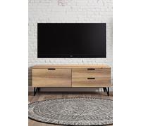 FWStyle Cracked Oak 3 Drawer TV Unit Fast Click Assembly in Brown FWStyle Brown