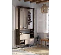 Fwstyle Dark Coffee & Mocha Grey Hallway Storage Unit Coat Stand Modern In Brown Brown One Size