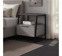 Fwstyle Dark Grey 1 Door Bedside Table Nightstand Black Metal Grey One Size