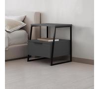 FWStyle Dark Grey 1 Drawer Bedside Table Nightstand Black Metal FWStyle Grey