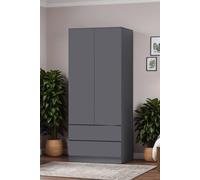 Fwstyle Dark Grey 2 Door With 2 Drawers Combination Wardrobe Scratch Resistant Grey One Size