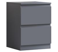 FWStyle Dark Grey 2 Drawer Bedside Table Scratch Resistant FWStyle Grey
