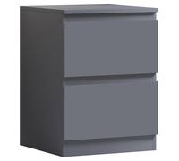 Fwstyle Dark Grey 2 Drawer Bedside Table Scratch Resistant Grey One Size