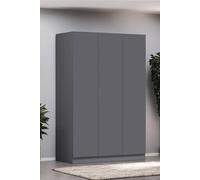 Fwstyle Dark Grey 3 Door Wardrobe Push To Open Soft Close Grey One Size