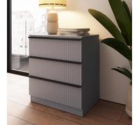Fwstyle Dark Grey 3 Drawer Chest Of Drawers Scalloped Ripple Effect