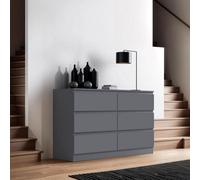 Fwstyle Dark Grey 6 Drawer Chest Of Drawers