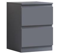 Fwstyle Dark Grey Bedside Chest Table 2 Drawer 40% Extra Storage