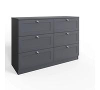 FWStyle Dark Matt Grey 6 Drawer Chest Of Drawers FWStyle Grey