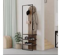 Fwstyle Dark Oak Hallway Coat Rack With Shoe Storage