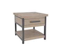 Driftwood Lacquered Solid Reclaimed Pine 1 Drawer Side Table FWStyle Brown One Size