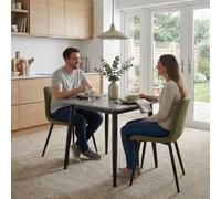 Fwstyle Evie Set Of 2 Green Linen Upholstered Black Steel Frame Dining Chairs Green