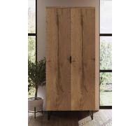 Fwstyle Fisso 2 Door Cracked Oak Double Wardrobe In Brown Brown