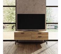 FWSTYLE Fisso Cracked Oak Small Tv Unit Fast Click Assembly
