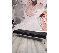 Fwstyle Genuine Black Leather Hand Stitched Indoor Bench Black