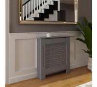 Fwstyle Geometric Pattern Small Grey Radiator Cover (H) 82.3 (W) 78Cm (D) 19Cm