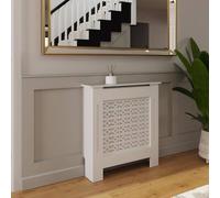 Fwstyle Geometric Pattern Small White Radiator Cover (H) 82.3 (W) 78 (D) 19Cm White One Size