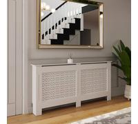 Fwstyle Geometric X-Large Grey Radiator Cover (H) 82.3 (W) 172Cm (D) 19Cm In White White