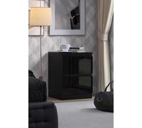 High Gloss Black 2 Drawer Bedside Table FWStyle Black One Size