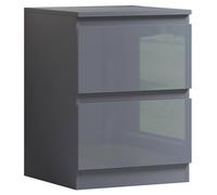 Fwstyle Gloss Grey 2 Drawer Bedside Table Scratch Resistant Grey One Size