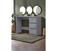 Gloss Grey Dressing Table 3 Drawer Desk Scratch Resistant FWStyle Grey One Size