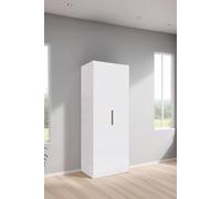 Fwstyle Gloss White 2 Door Double Wardrobe Fast Click Assembly White One Size