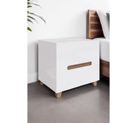 FWStyle Gloss White 2 Drawer Bedside Table Fast Click Assembly FWStyle White
