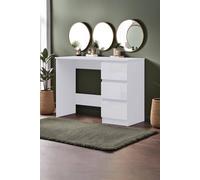 Fwstyle Gloss White Dressing Table 3 Drawer Desk Scratch Resistant White One Size