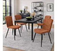 Fwstyle Grace Pack Of 4 Chestnut Upholstered Waterfall Clamshell Dining Chairs In Brown Brown