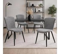 FWStyle Grace Pack Of 4 Grey Upholstered Waterfall Clamshell Dining Chairs FWStyle Grey